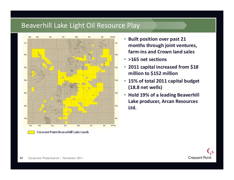 NOVEMBER 2011 INVESTOR PRESENTATION – Crescent Point Energy Corp. – slide 12