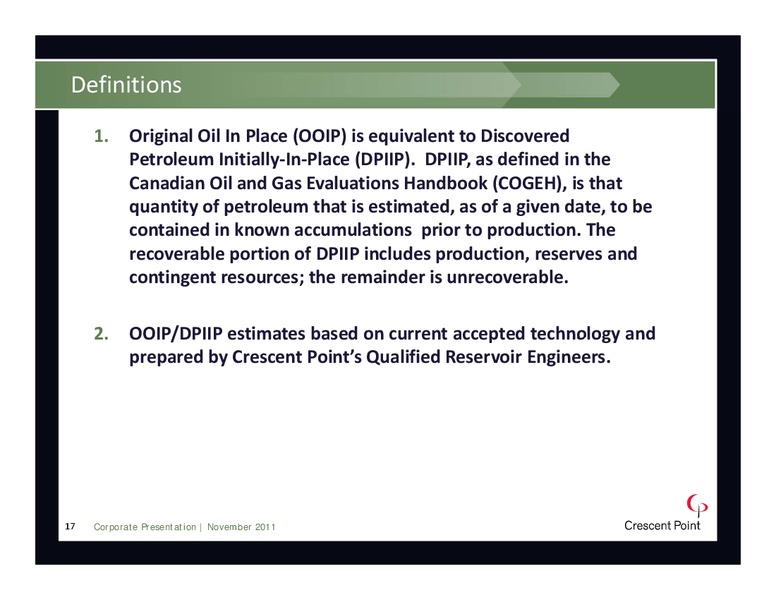 NOVEMBER 2011 INVESTOR PRESENTATION – Crescent Point Energy Corp. – slide 17