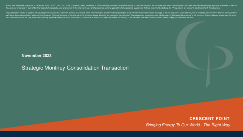 November 2023 Investor Presentation – Crescent Point Energy Corp. – slide 1