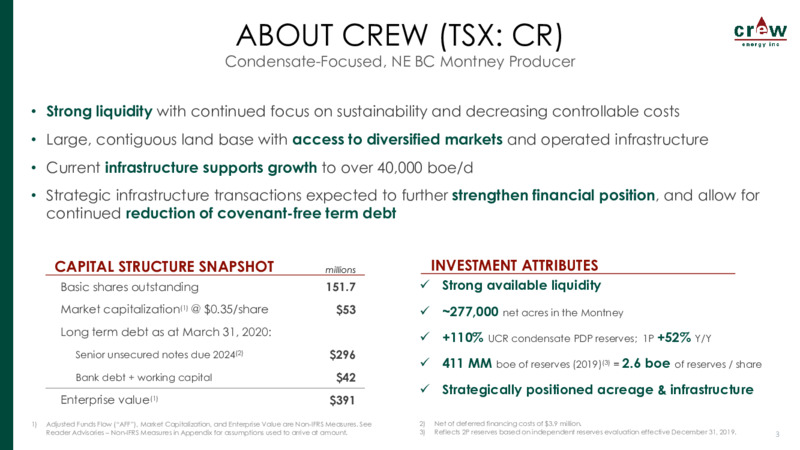 June 2020 Investor Presentation – Crew Energy Inc. – slide 2