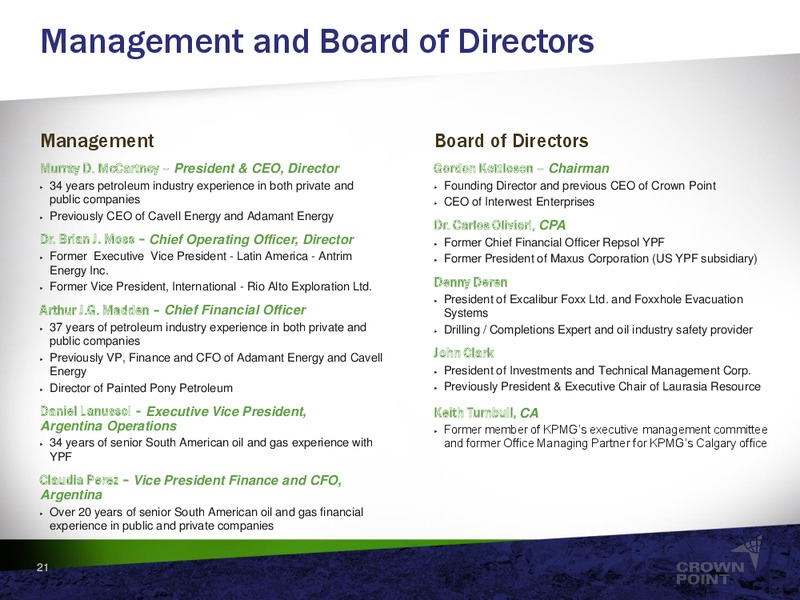 Corporation Presentation – Crown Point Energy Inc. – slide 19