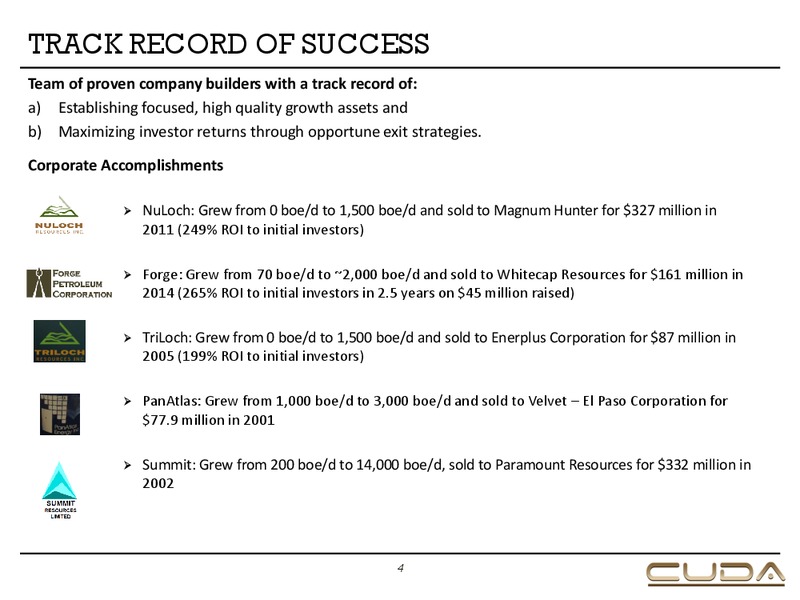 September 2019 Corporate Presentation – Cuda Oil & Gas – slide 4