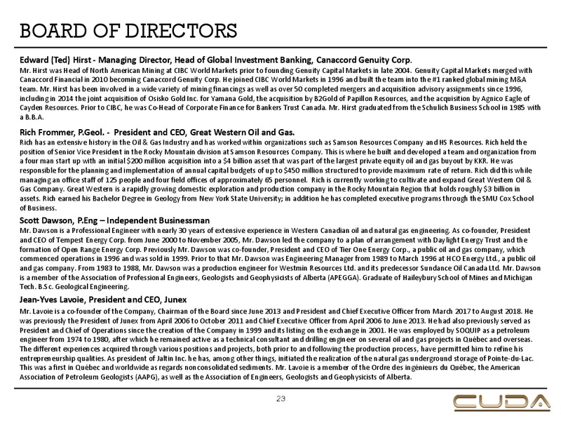 September 2019 Corporate Presentation – Cuda Oil & Gas – slide 23