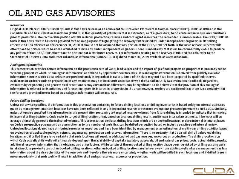 September 2019 Corporate Presentation – Cuda Oil & Gas – slide 25