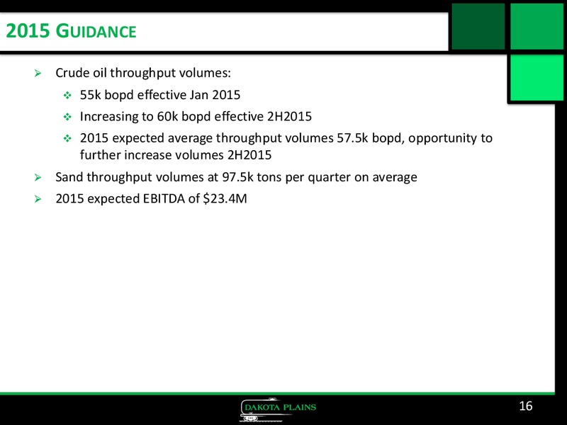 CORPORATE PRESENTATION – Dakota Plains Holdings Inc. – slide 15