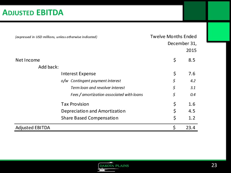 CORPORATE PRESENTATION – Dakota Plains Holdings Inc. – slide 22