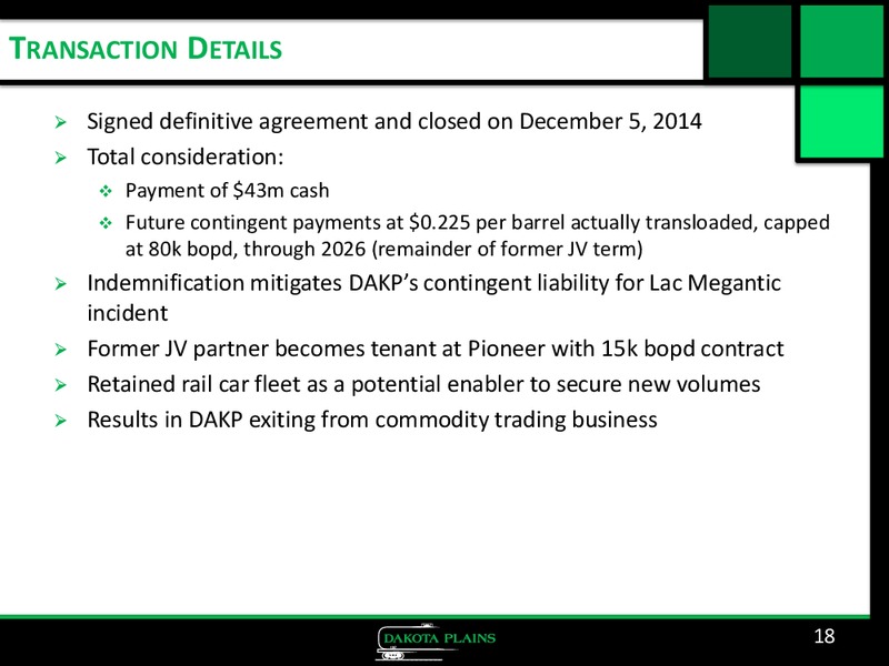 Corporate Presentation – Dakota Plains Holdings Inc. – slide 17