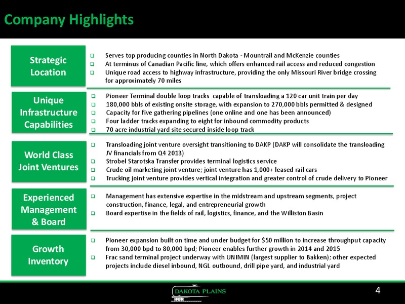 CORPORATE PRESENTATION – Dakota Plains Holdings Inc. – slide 3