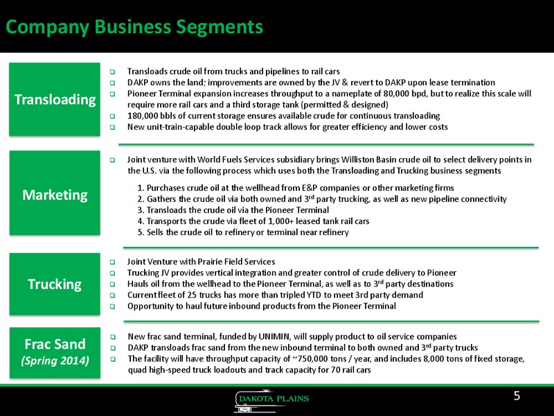 CORPORATE PRESENTATION – Dakota Plains Holdings Inc. – slide 4