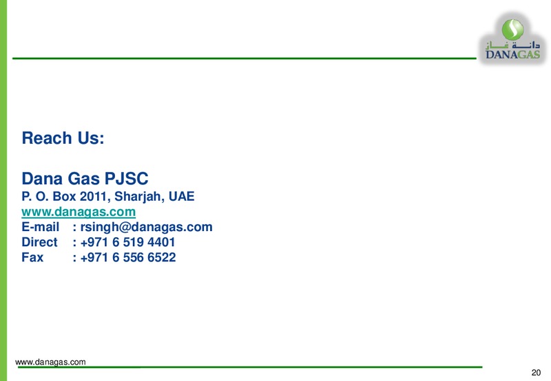 GAS ARABIA SUMMIT – Dana Gas – slide 19