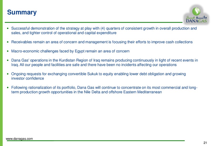 1H & 2Q 2014 Financial Results – Dana Gas – slide 20