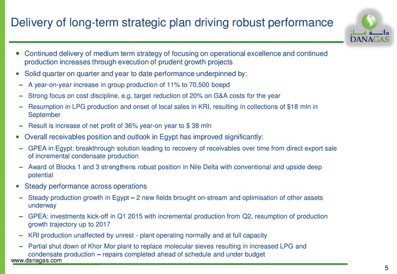 CAPITAL MARKETS PRESENTATION – Dana Gas – slide 4
