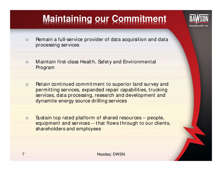 INVESTOR PRESENTATION – Dawson Geophysical – slide 6