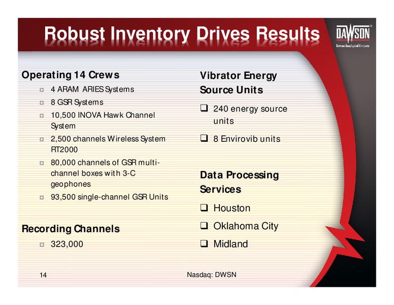 INVESTOR PRESENTATION – Dawson Geophysical – slide 13