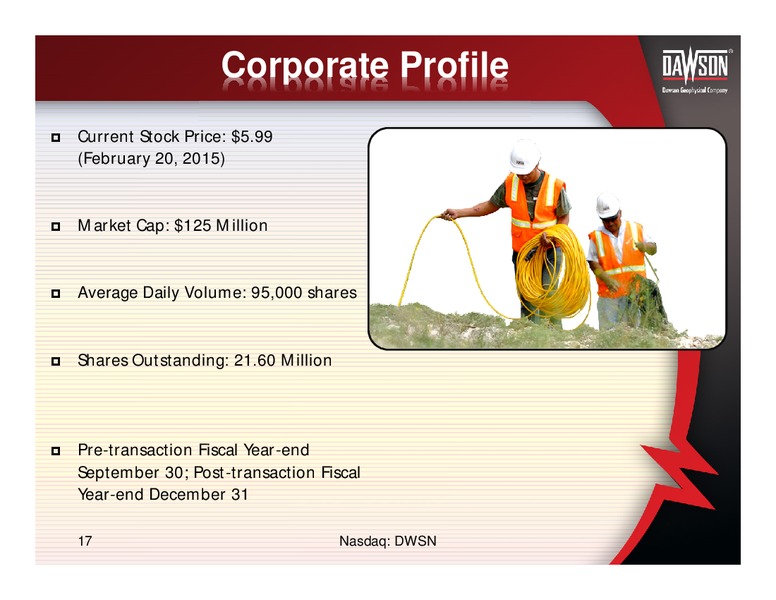 INVESTOR PRESENTATION – Dawson Geophysical – slide 16
