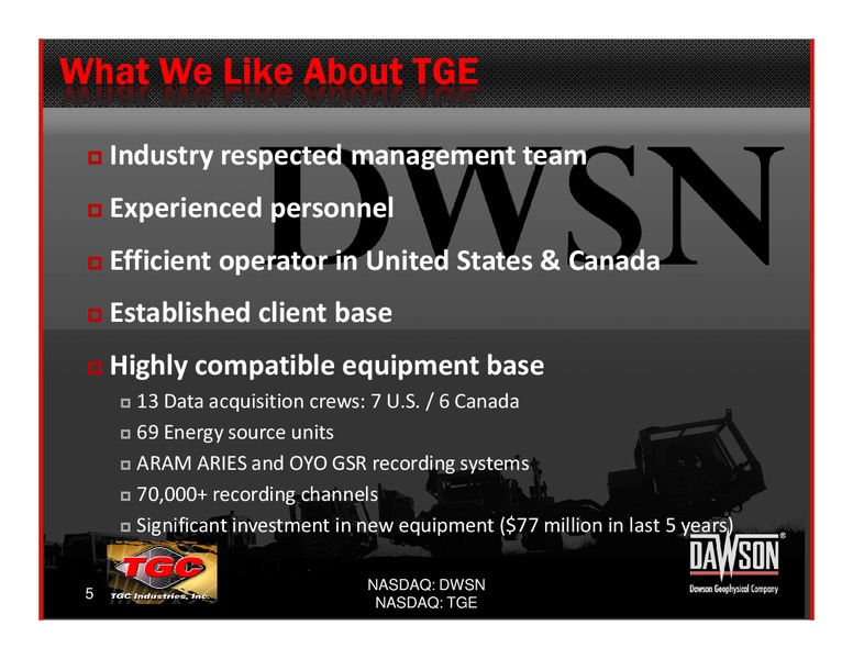 MARCH 2011 INVESTOR PRESENTATION – Dawson Geophysical – slide 4