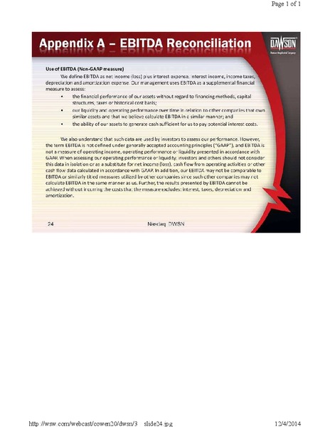 DECEMBER 2014 INVESTOR PRESENTATION – Dawson Geophysical – slide 24