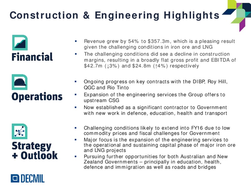 H1FY15 Results – Decmil – slide 8