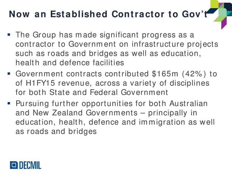 H1FY15 Results – Decmil – slide 17