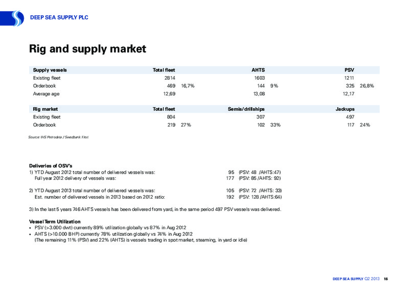 Q2 2013 RESULTS – Deep Sea Supply Plc – slide 16
