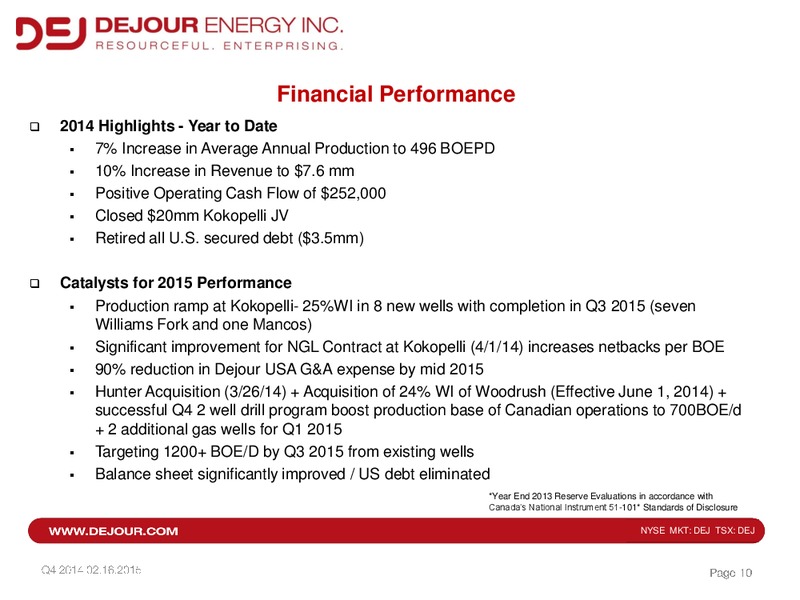 Corporate Presentation Q4 2014 – Dejour Energy Inc. – slide 9