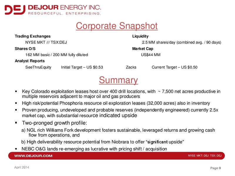 Investor Presentation Q1 – Dejour Energy Inc. – slide 9