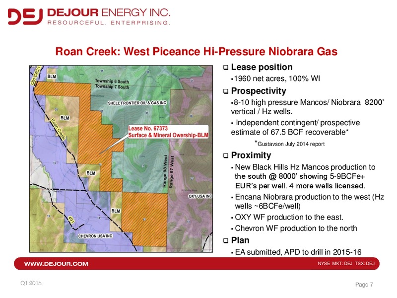 1Q 2015 – Dejour Energy Inc. – slide 6