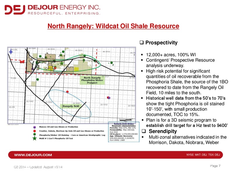 Q3 2014 CORPORATE PRESENTATION – Dejour Energy Inc. – slide 7
