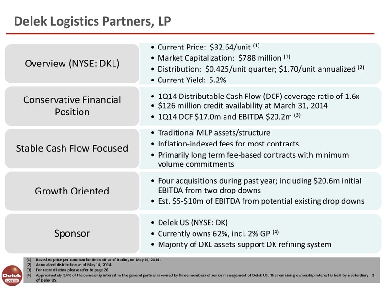 NAPTP MLP Conference – Delek Logistics Partners, LP – slide 2