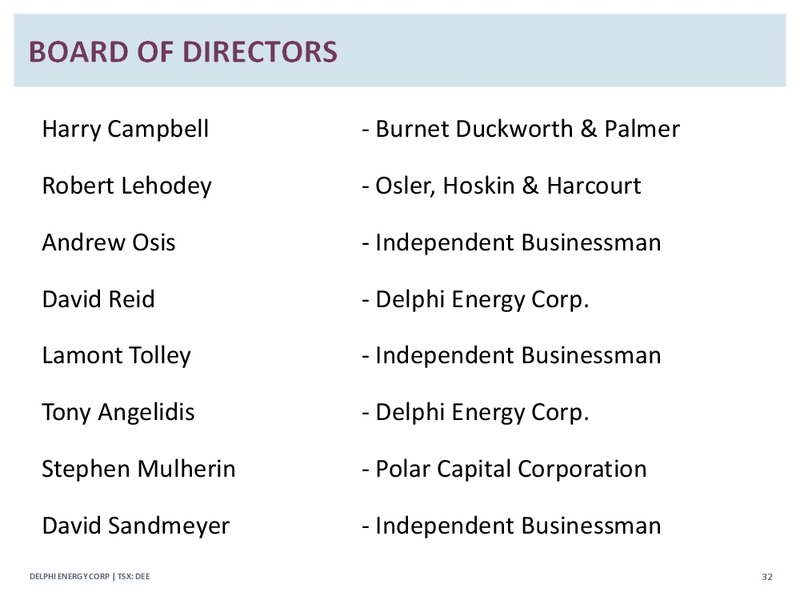 Corporate Presetation – Delphi Energy Corp. – slide 31