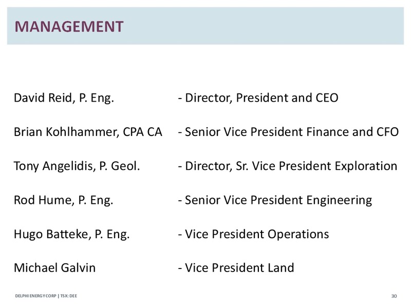 Corporate Presentation – Delphi Energy Corp. – slide 29