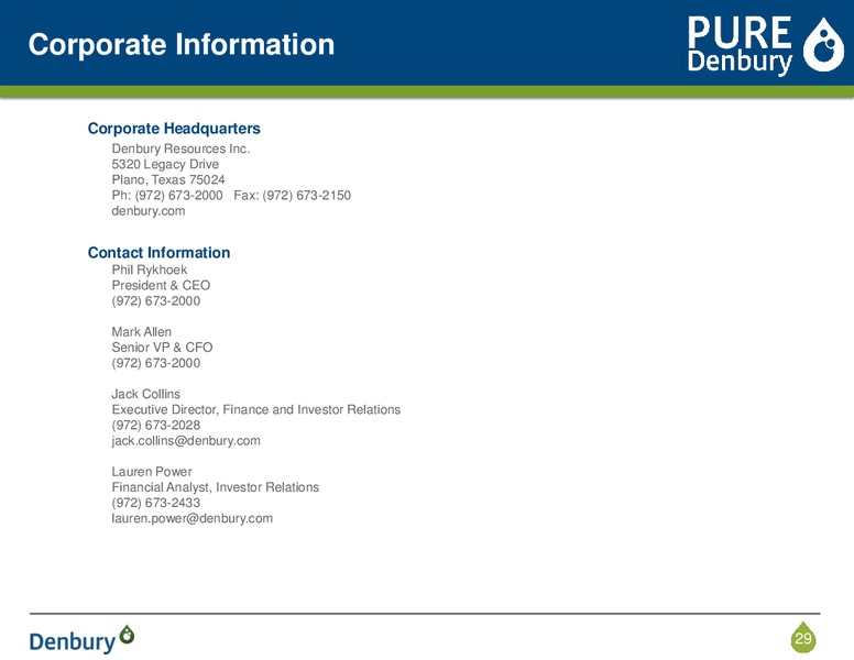 Corporate Presentation – Denbury Resources Inc. – slide 28