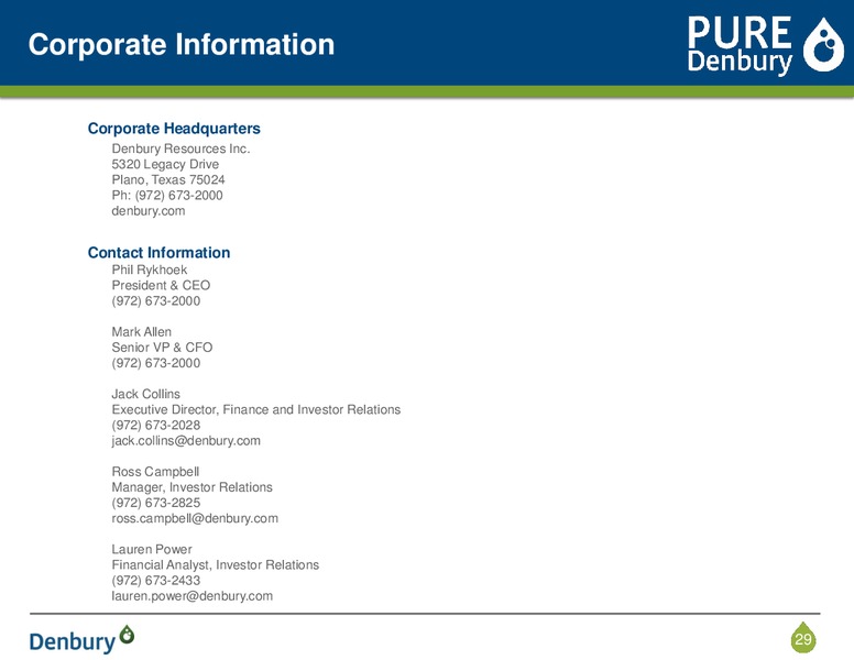 Corporate Presentation – Denbury Resources Inc. – slide 28