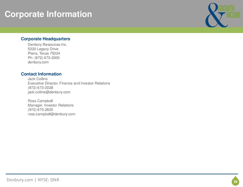 Corporate Presentation – Denbury Resources Inc. – slide 28