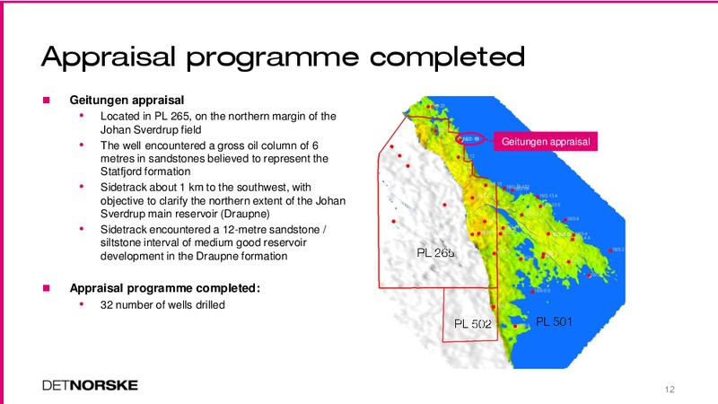 Q1 2014 CORPORATE PRESENTATION – Det Norske – slide 12