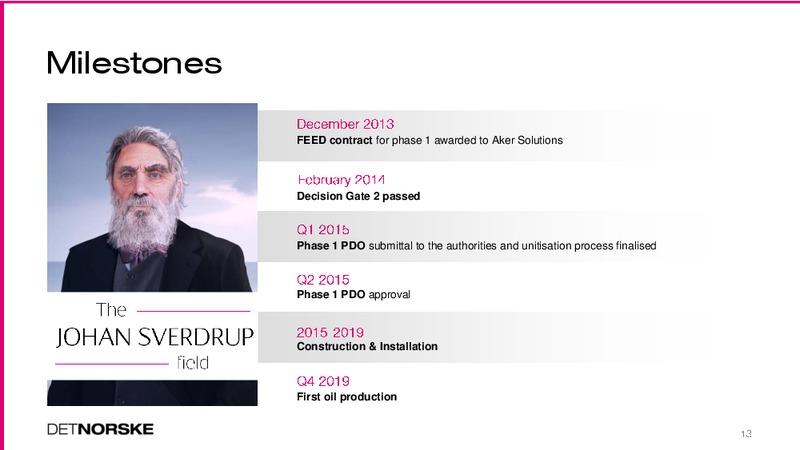 Q1 2014 CORPORATE PRESENTATION – Det Norske – slide 13