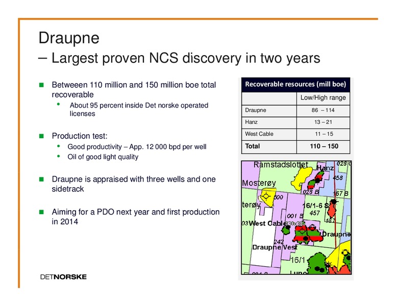 Q1 2010 EARNINGS CALL – Det Norske – slide 11