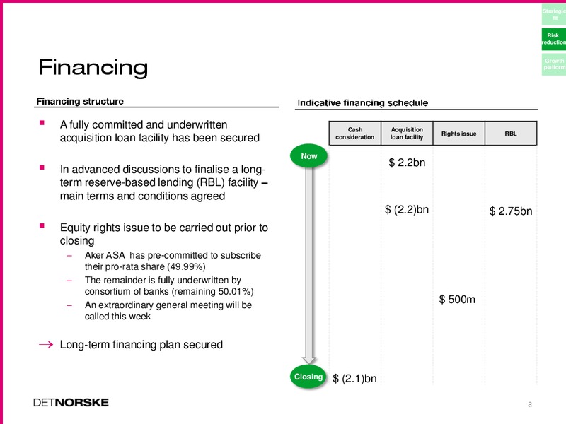 ACQUISITION OF MARATHON NORGE PRESS AND ANALYST CONFERENCE – Det Norske – slide 8