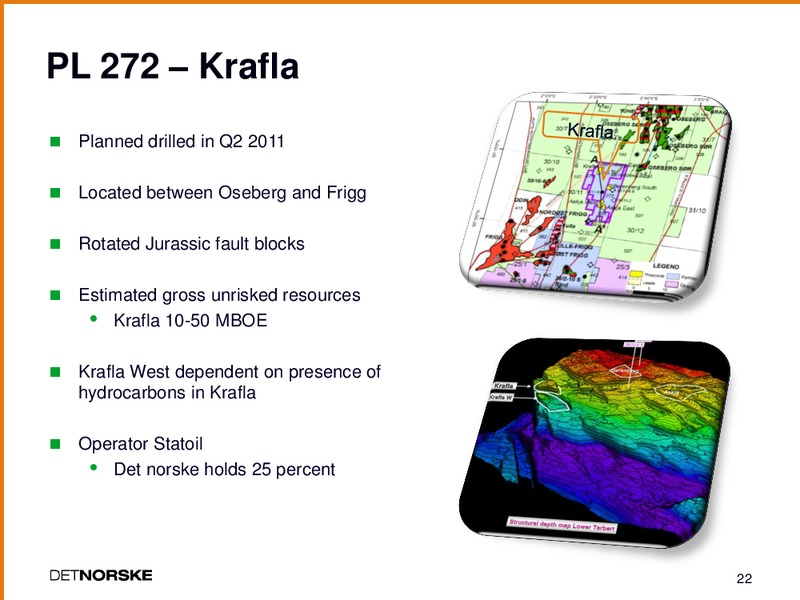 THIRD QUARTER 2010 PRESENTATION – Det Norske – slide 21