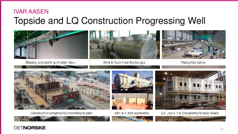 Q3 2014 INVESTOR PRESENTATION – Det Norske – slide 21