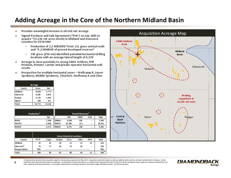 MIDLAND BASIN ACQUISITION – Diamondback Energy, Inc. – slide 2