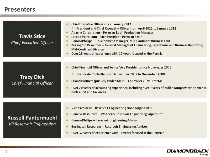 November 2013 Investor Presentation – Diamondback Energy, Inc. – slide 2