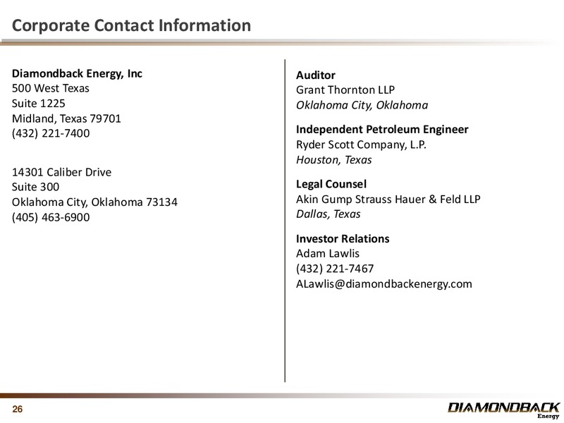 September 2013 Investor Presentation – Diamondback Energy, Inc. – slide 26