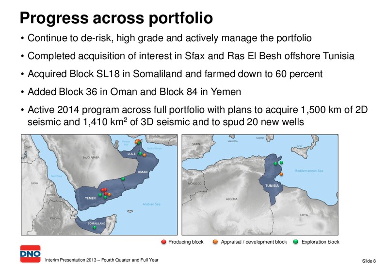 INTERIM PRESENTATION 2013 FOURTH QUARTER AND FULL YEAR – Dno International Asa – slide 8