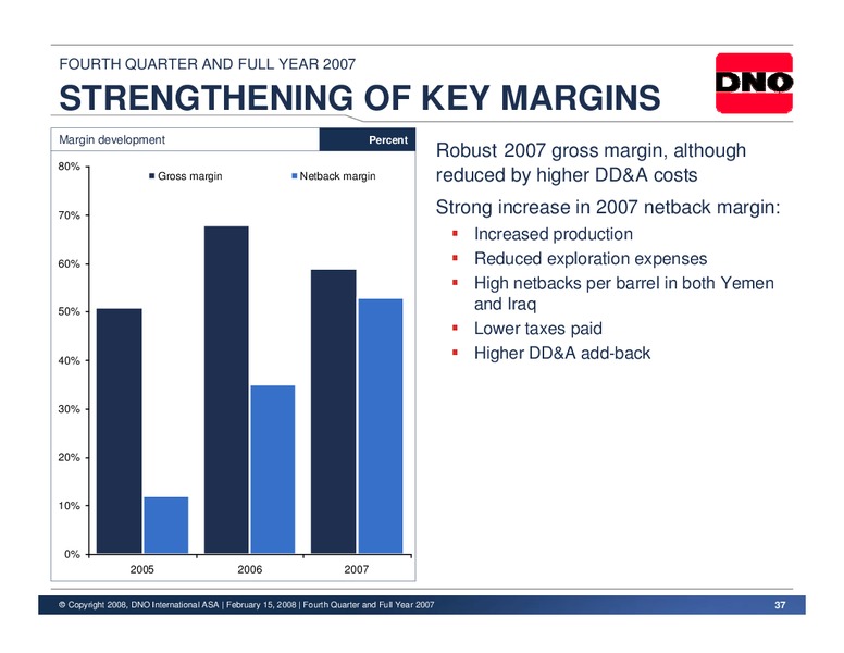 Q4 2007 FULL YEAR  RESULTS – Dno International Asa – slide 37