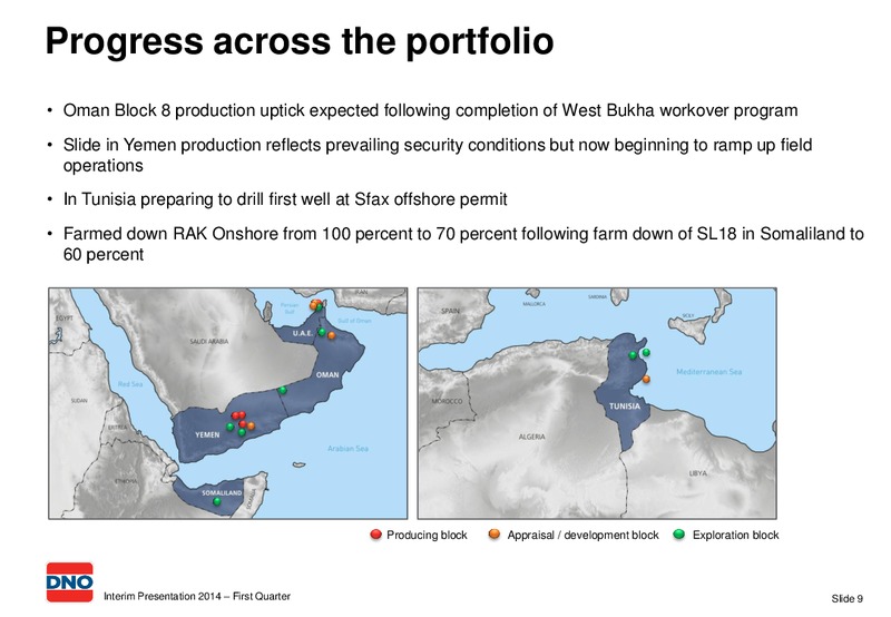 Interim Presentation 2014 First Quarter – Dno International Asa – slide 9