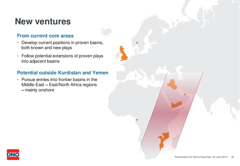 GENERAL PRESENTATION FOR NORNE SECURITIES – Dno International Asa – slide 30