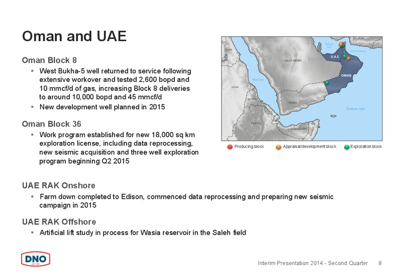 Q2 2014 CONFERENCE CALL – Dno International Asa – slide 8