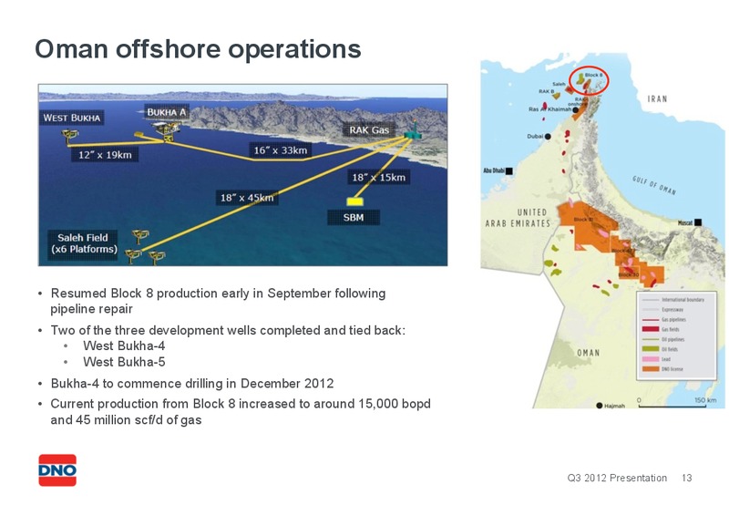 Q3 2012 EARNINGS CALL – Dno International Asa – slide 13
