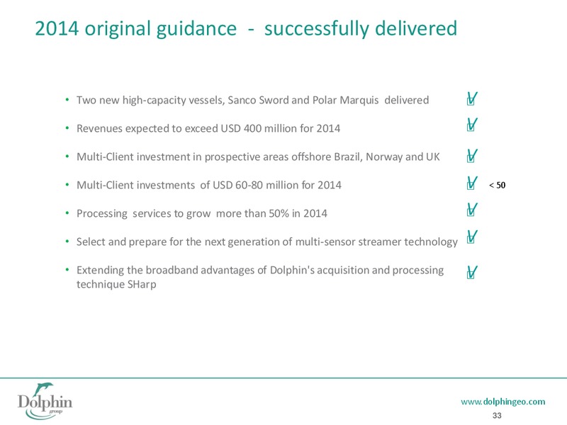 FEBRUARY 2015 CORPORATE PRESENTATION – Dolphin Geophysical Asa – slide 32